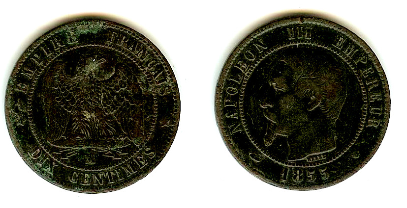 10 Centimes Napoleon III 1855MA aVF